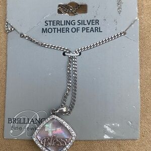 Brilliance Sterling Silver Necklace with Mother of Pearl Pendant